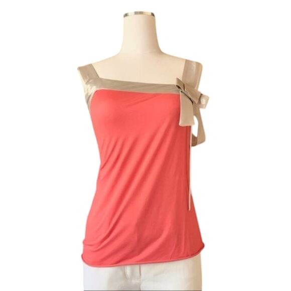 Stella McCartney Knit Sleeveless blouse with Coral gold bow S - Picture 1 of 8